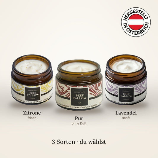 Tallow Creme 50 ml in drei Sorten: Zitrone, Pur und Lavendel